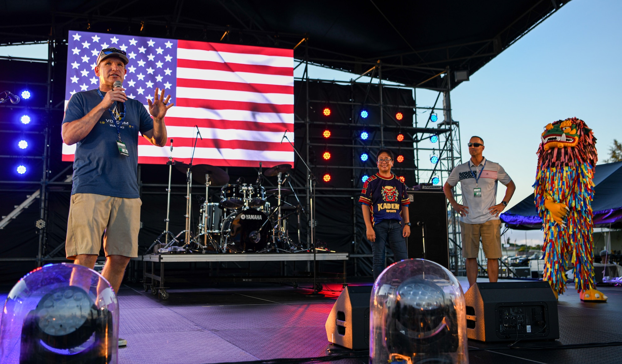 The 18th Wing commander gives remarks during Freedom Festival 2024.