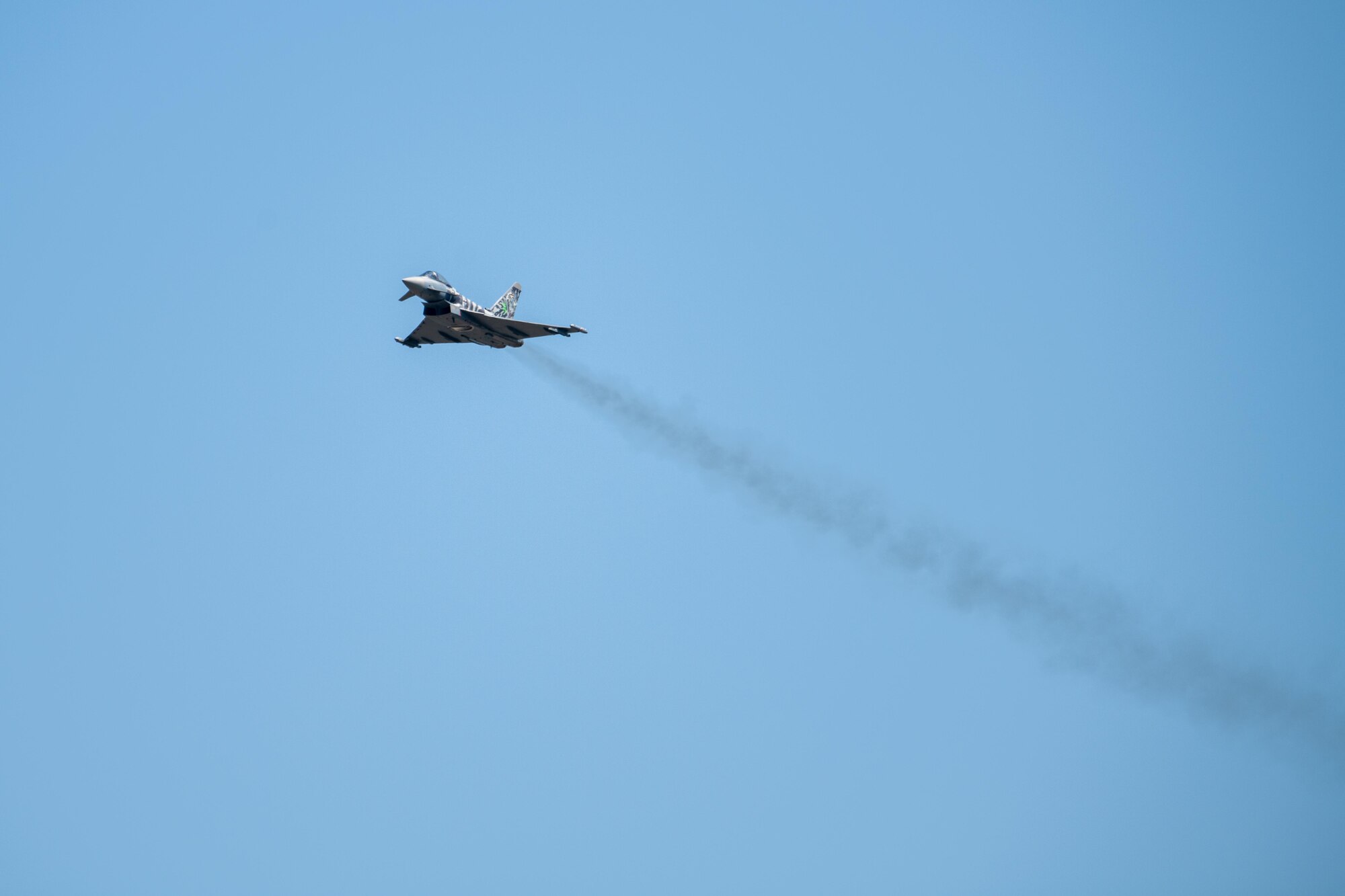 A German Air Force Eurofighter Typhoon EF2000 conducts an aerial demonstration