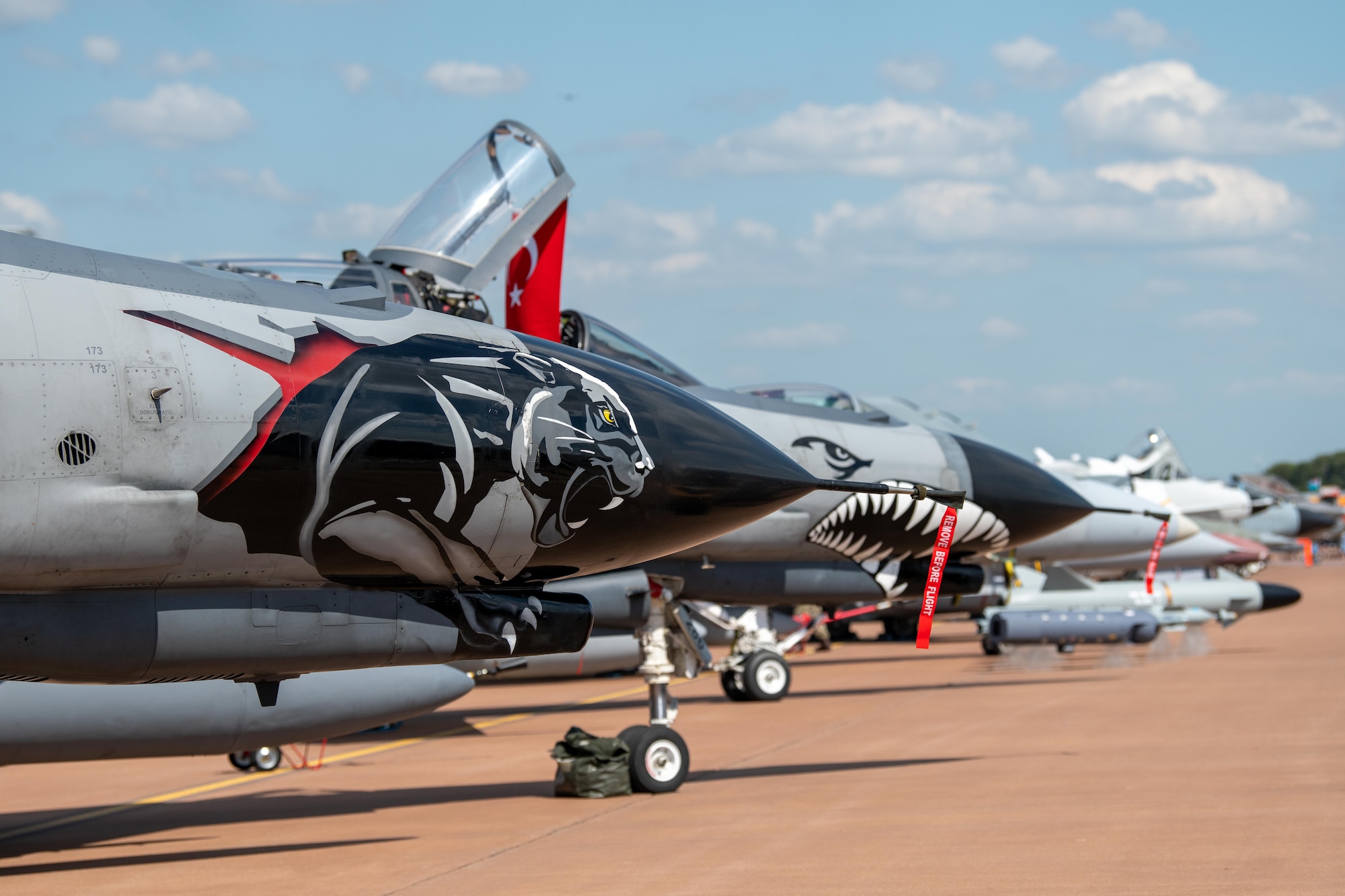 Nose art is displayed at the Royal International Air Tattoo