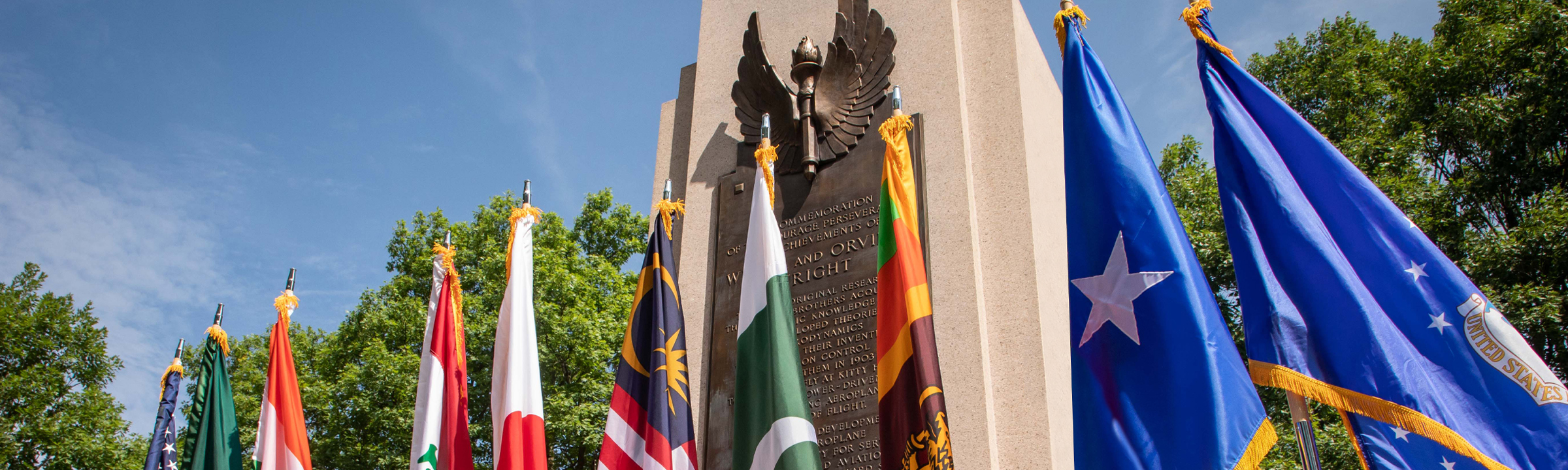 memorial with flags