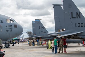 Attendees tour static displays during the Royal International Air Tattoo