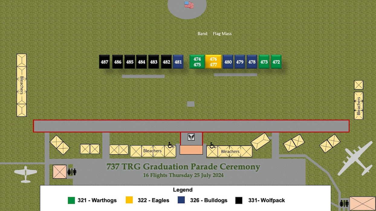 Flights 472-487 BMT Graduation Parade Ceremony Line Up Graphic