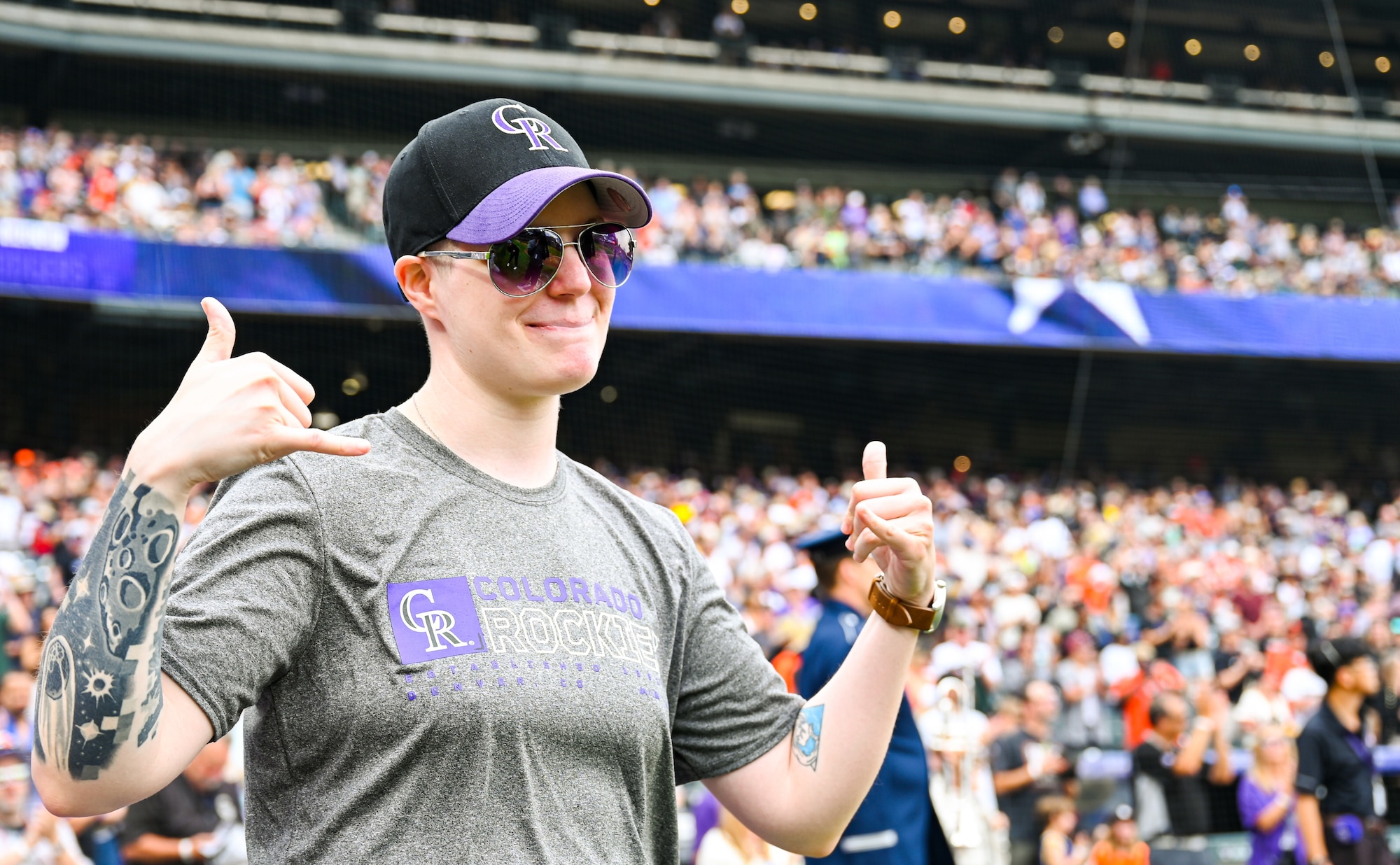 woman at baseball game