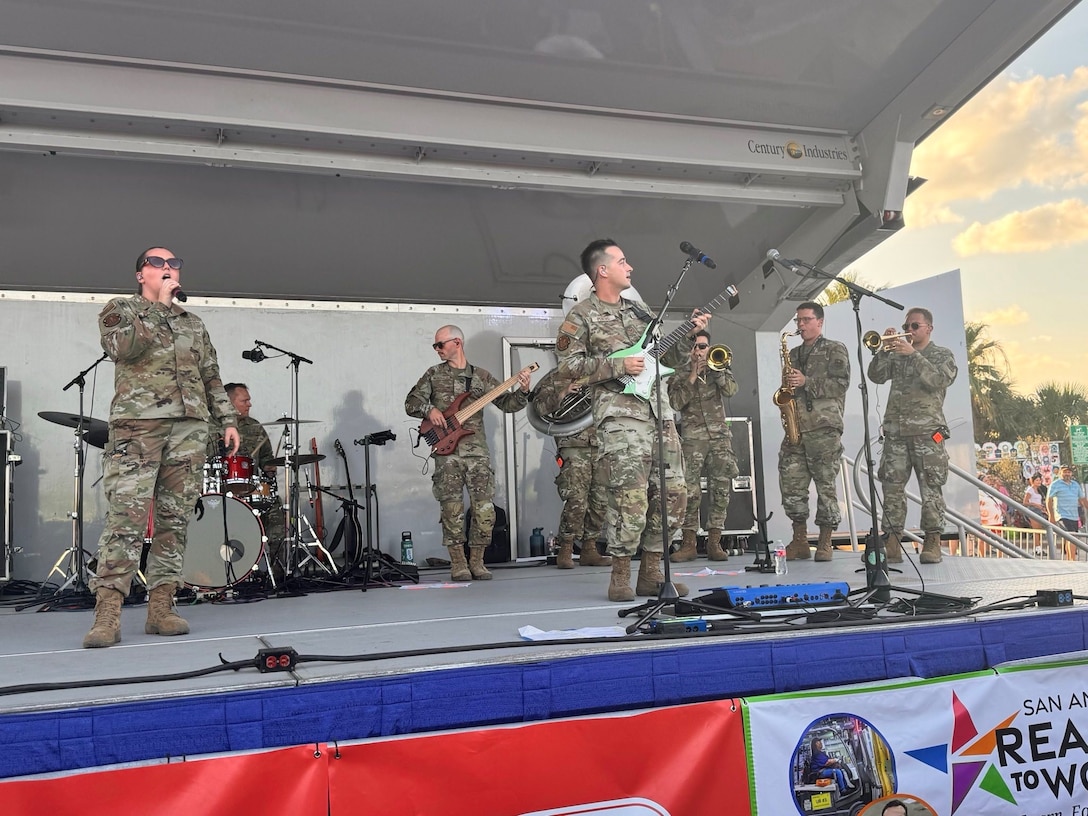 Air Force rock band performs on 4th of July.