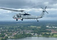An MH-60S Seahawk helicopter configured with the Airborne Mine Neutralization System (AMNS) conducts a mine countermeasure exercise during the 2024 Baltic Operations Exercise. During the exercise, two Naval Surface Warfare Center Panama City Division technical capabilities were demonstrated: A significant mine countermeasure operation was carried out, involving an MH-60S helicopter equipped with the AMNS system to combat moored mines, and the innovative Common Undersea Visualization and Exploitation Tool capability granted fleet users enhanced situational awareness for better strategic decision-making. (U.S. Department of Defense photo)