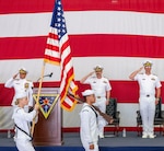 Commander, Tactical Support Wing (CTSW) held a change of command ceremony at the Fleet Logistics Support Squadron (VR) 59 “Lone Star Express” hangar at Naval Air Station (NAS) Joint Reserve Base (JRB) Fort Worth on July 19, 2024. (U.S. Navy photo by Mass Communication Specialist 2nd Class Oscar Diaz.)