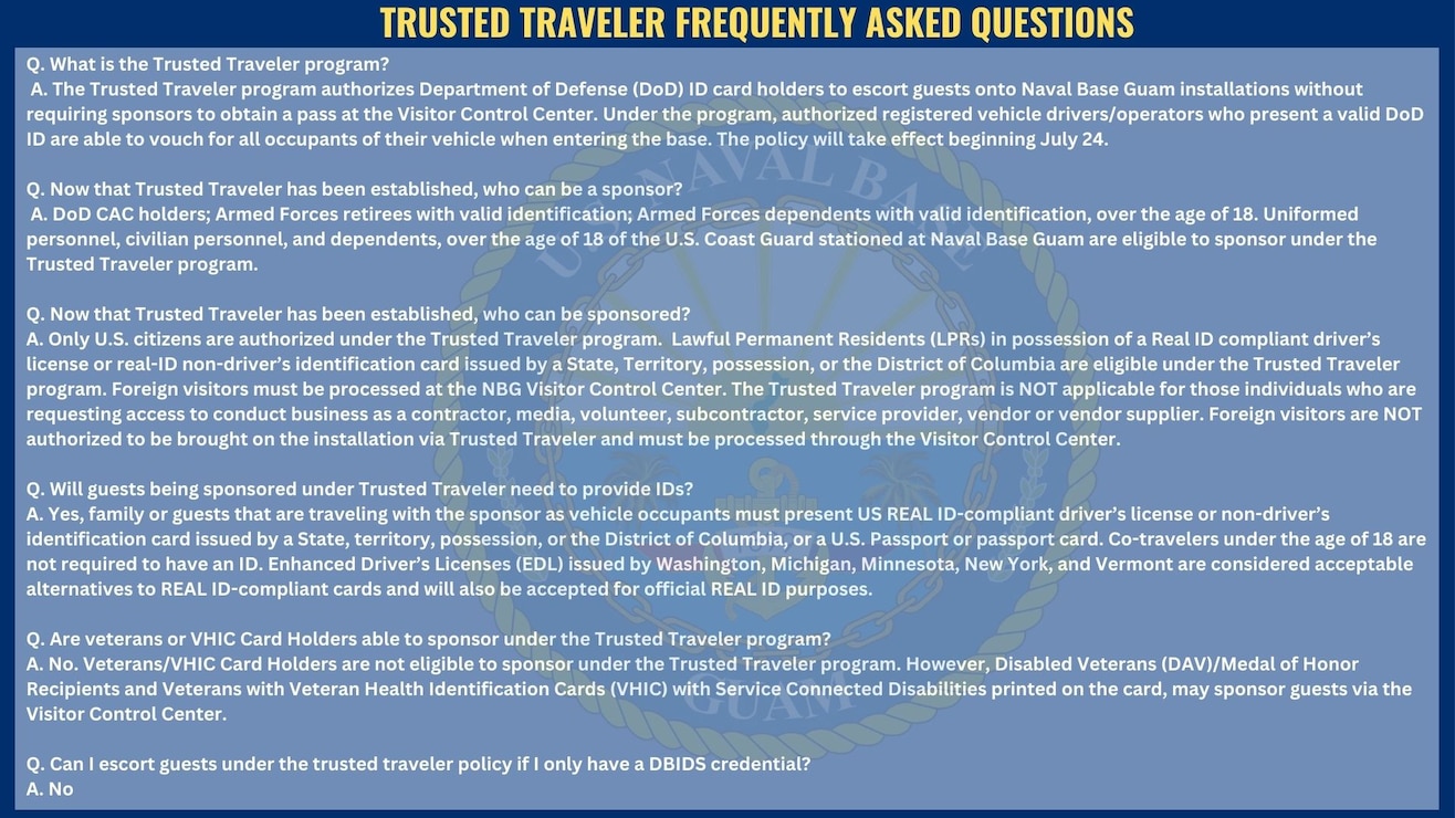 Trusted Traveler Information