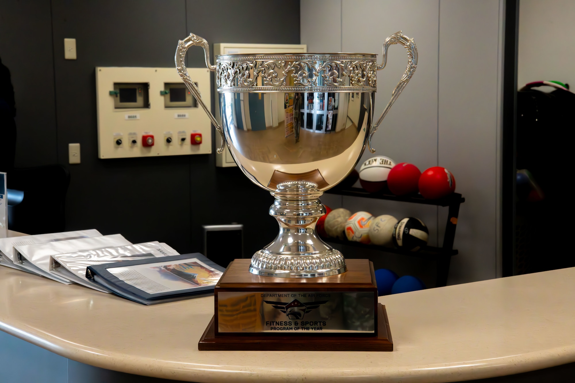 Trophy on display.
