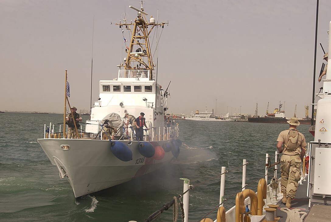 The Coast Guard cutter Baranof, homeported in Miami., departs for patrol Wednesday, March 12, 2003 in the Persian Gulf.