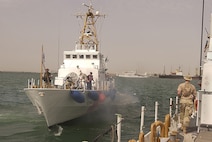 The Coast Guard cutter Baranof, homeported in Miami., departs for patrol Wednesday, March 12, 2003 in the Persian Gulf.