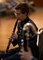 Air force clarinetist performs at a change of command.