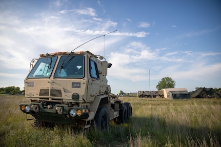 The Oklahoma Army National Guard’s 700th Brigade Support Battalion sets up a brigade support area at Glenwood Training Area in Midwest City, Oklahoma, July 13, 2024. The 700th BSB used their drill weekend to set up the BSA where they trained on their field crafts, including perimeter security, setting up a mobile kitchen trailer, and various warrior tasks. (Oklahoma National Guard photo by Sgt. Haden Tolbert)