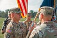 The 1st Battalion, 149th Infantry Regiment conducts a Change of Responsibility ceremony between outgoing Command Sgt. Maj. Anthony Hughes and incoming Command Sgt. Maj. Tim Lewis, during annual training at Fort Knox, Kentucky, July 20,2024