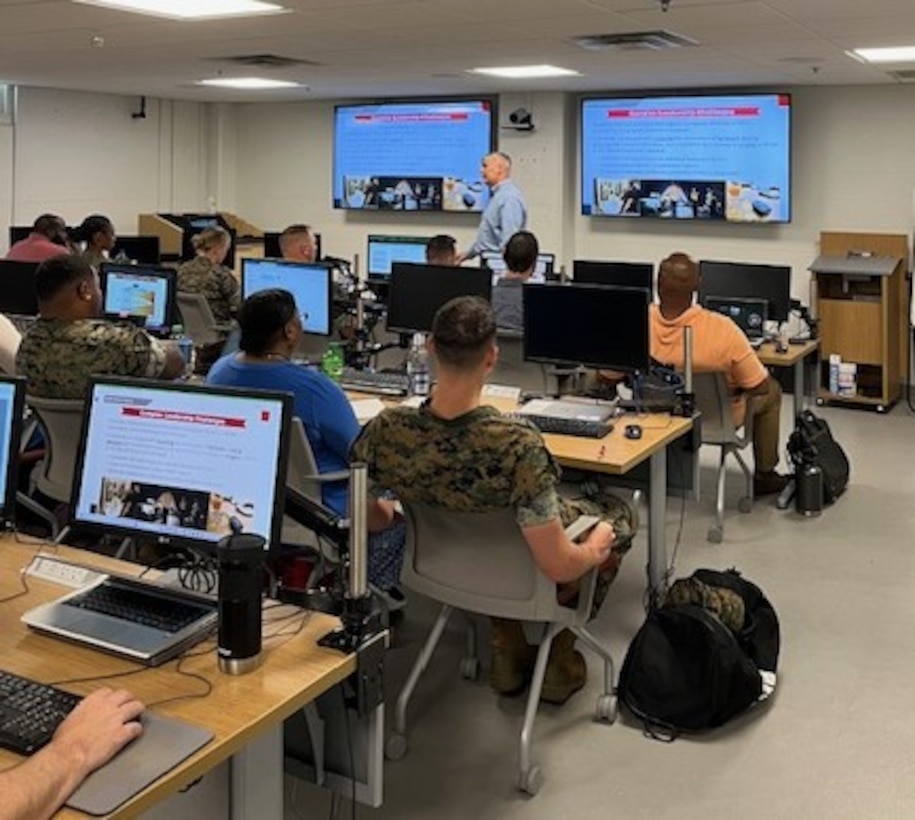 Mr. James Dollard provides instruction at the Marine Corps Security Manager Course in Quantico, Virginia.