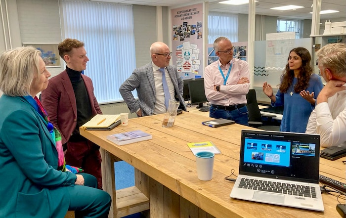 Taira Baldauf (second from right), a hydraulic engineers for the U.S. Army Corps of Engineers (USACE) Galveston District, speaks with members of the International Network for Storm Surge Barriers, or I-STORM, and the Dutch water management agency Rijkswaterstaat. I-STORM is a knowledge sharing network of countries and entities that manage storm surge barriers. Baldauf recently traveled to the Netherlands to learn how the Dutch design operate, maintain, and manage storm surge barriers.