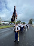 Sergeant John Aguon from Task Force Talon and resident of Guam, carried the regimental colors for the 1-307th Infantry Regiment during the Guam Liberation Day Parade in honor of the 77th Infantry Division Soldiers that fought in the Battle of Guam 80 years ago.