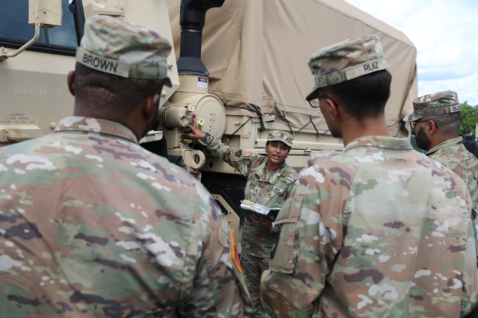 U.S. Soldiers with the 213th Regional Support Group, Pennsylvania National Guard, train how to operate and maintain Light Medium Tactical Vehicles during an exercise at Fort Indiantown Gap, Pennsylvania, July 23, 2024.