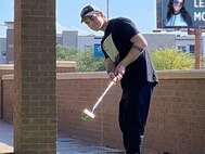 Retired Army Spc. Joey Parli utilizes golf as part of his therapy during his recovery from a motorcycle hit-and-run accident