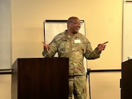 Sgt. Major Imari Jackson, Sr enlisted advisor for the Army Recovery Care Program, lets Transition Coordinators know they are the best at helping Soldiers Transition out of the Army.