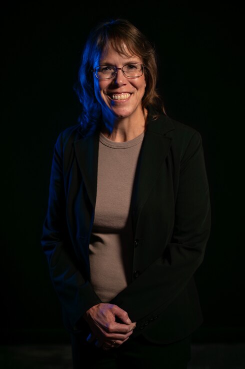  Kelly Hughes poses for a photo at Peterson Space Force Base, Colorado, July 24, 2024. Hughes serves as Chief of the Budget Integration Branch at Space Operatiosn Command Headquarters. (U.S. Space Force photo by Dave Grim)