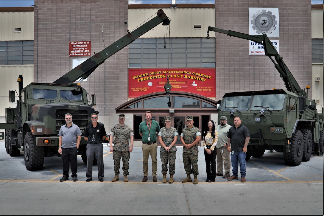 Colonel Sharon Dubow, Marine Force Storage Command commanding officer, took an introductory tour of Marine Depot Maintenance Command Production Plant Barstow and 1st Force Storage Battalion at Yermo Annex aboard Marine Corps Logistics Base Barstow, Ca. on July 23.