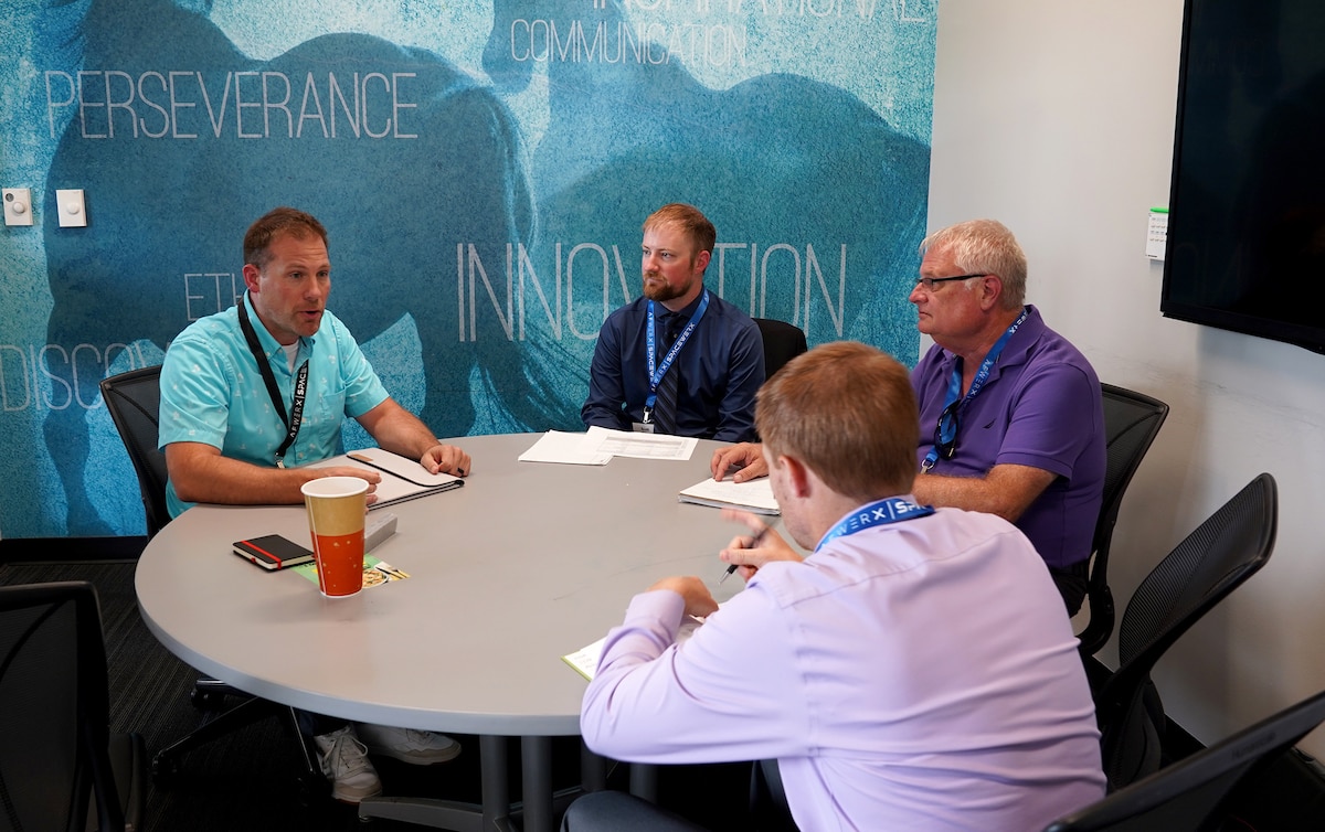 Industry professionals present their ideas and solutions aimed at exploring commercial solutions for software-enabled weapons at the AFWERX Collider event at the University of Alabama in Huntsville, July 17-18, 2024.