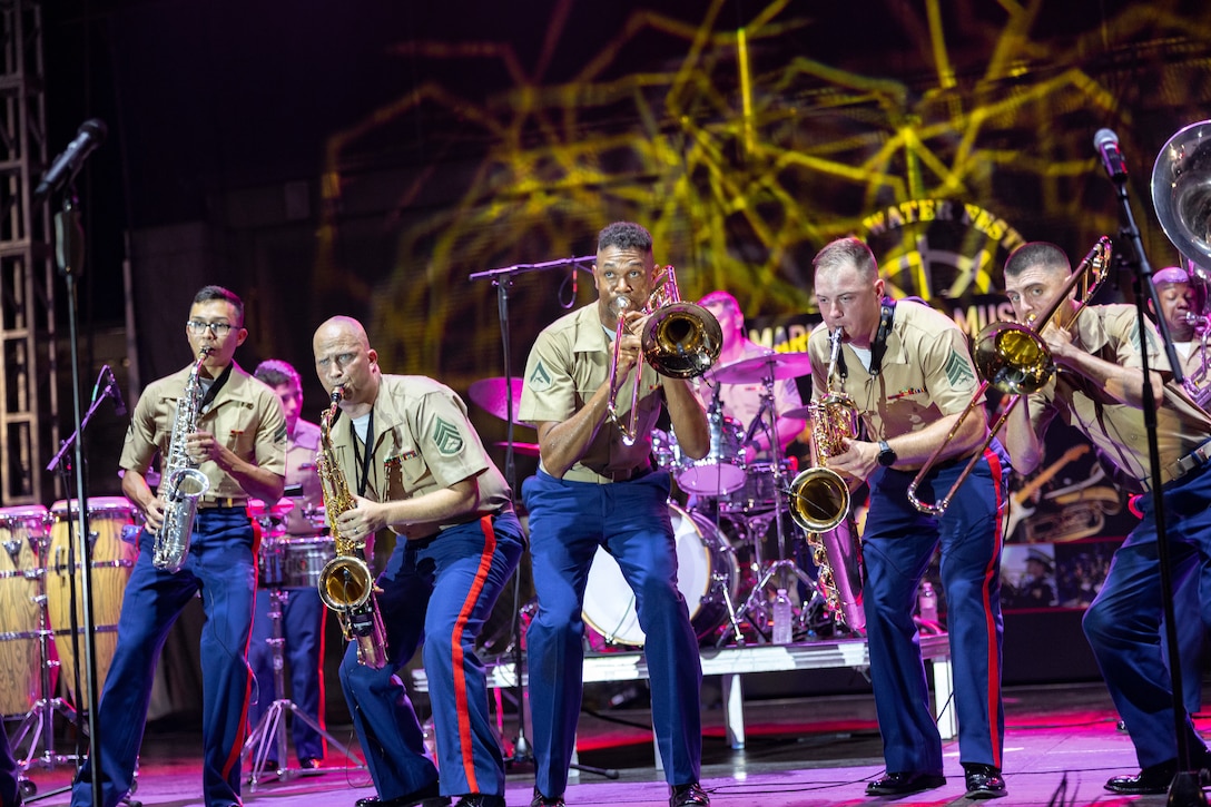 The "Dirty Boots" Brass Band has a lively performance at the 68th Annual Beaufort Water Festival.