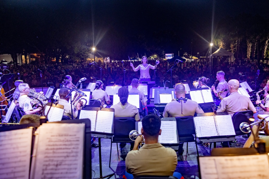 The Parris Island Marine Band Wind Ensemble lit up the stage at the 68th Beaufort Annual Water Festival.