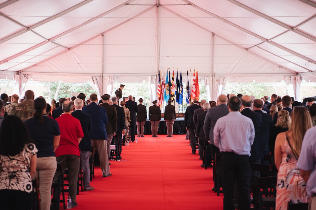 Col. Francis Pera became the 70th commander and district engineer of the U.S. Army Corps of Engineers, Baltimore District, during a change of command ceremony at the Washington Aqueduct in Washington D.C., July 25, 2024. (U.S. Army photo by Thomas Deaton)