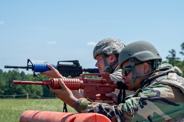 Airmen guard a defensive fighting position
