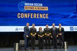 Chief of Naval Operations Adm. Lisa Franchetti, Chief of the Royal Australian Navy Vice Adm. Mark Hammond and Royal Navy Adm. Sir Ben Key, First Sea Lord and Chief of Naval Staff speak on a panel at the Indian Ocean Defense and Security (IODS) Conference, July 24, 2024.