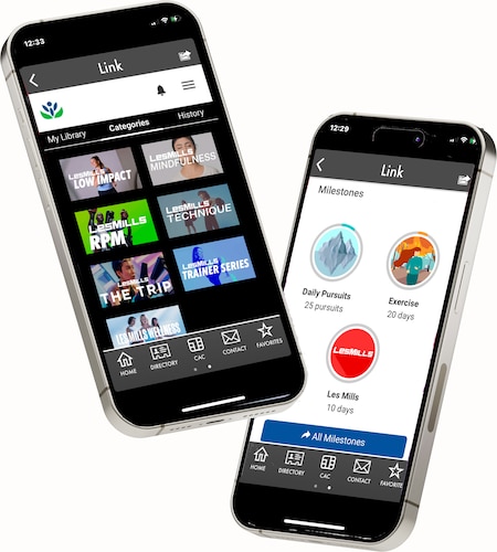 screen shot of fitness app