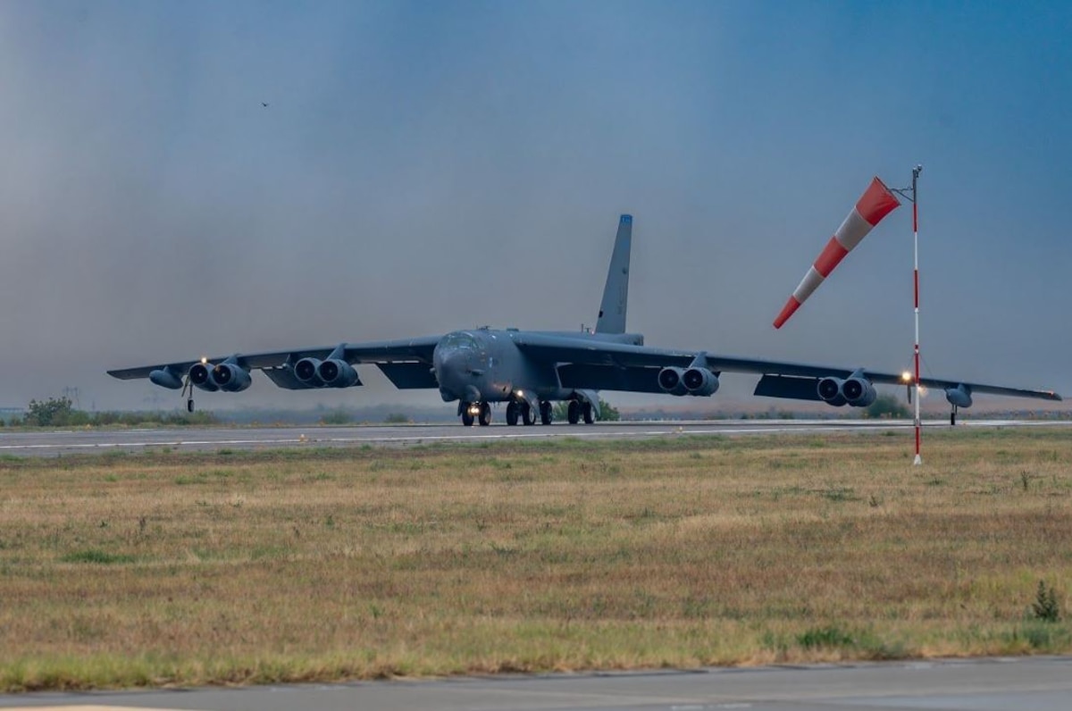 A B-52 takes off from Barksdale Air Force Base, La.