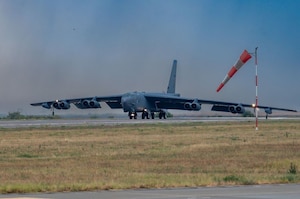 A B-52 takes off from Barksdale Air Force Base, La.