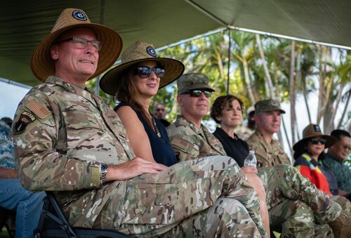 The Andersen Village Fruit Tree Project begins at Andersen Air Force Base, Guam, July 29, 2024. The AVFTP's goal is to plant fruit trees around base housing and other common areas for local and Andersen community members to enjoy a variety of free fresh fruit and foster an area for the community to meet and make friends. (U.S. Air Force photo by Staff Sgt. Pedro Tenorio)