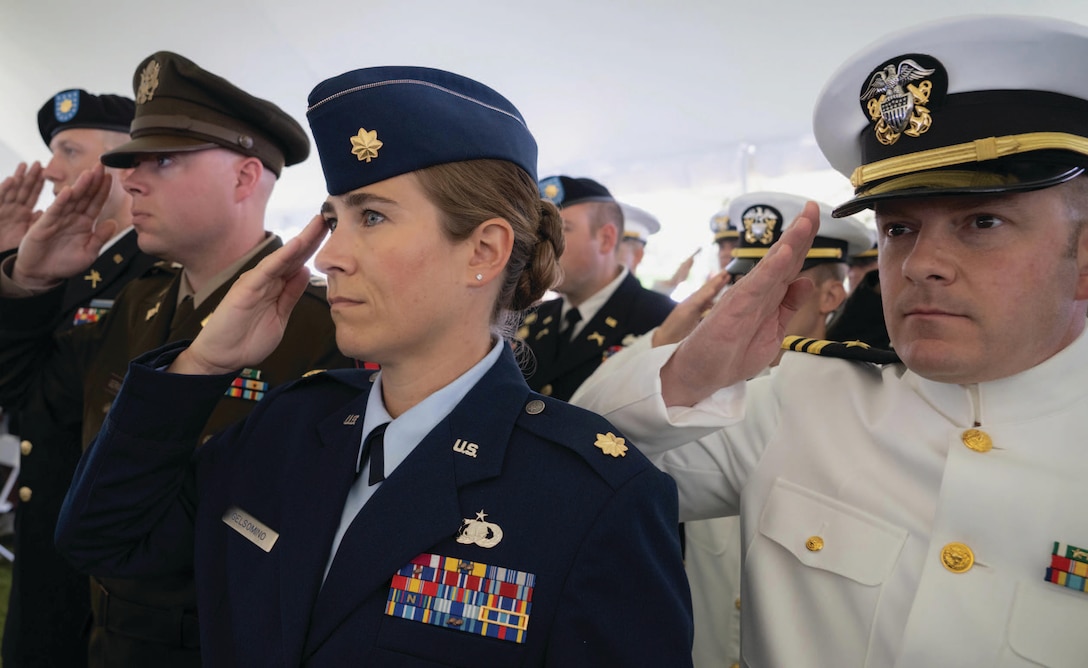 Naval War College holds commencement ceremony for College of Naval Command and Staff and College of Naval Warfare 2023 graduating
classes, June 16, 2023, on board Naval Station Newport, Rhode Island.