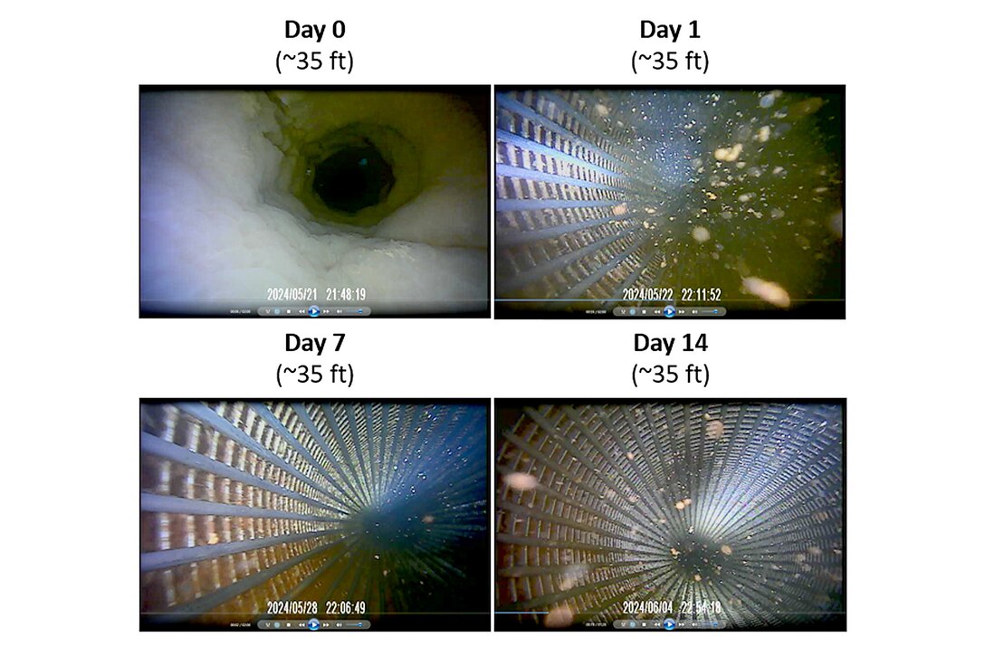 Wellbot is an autonomous device that blends the power of UVC-emitting lamps with powerful brushes to address the fouling and corrosion that limits a well’s capacity.