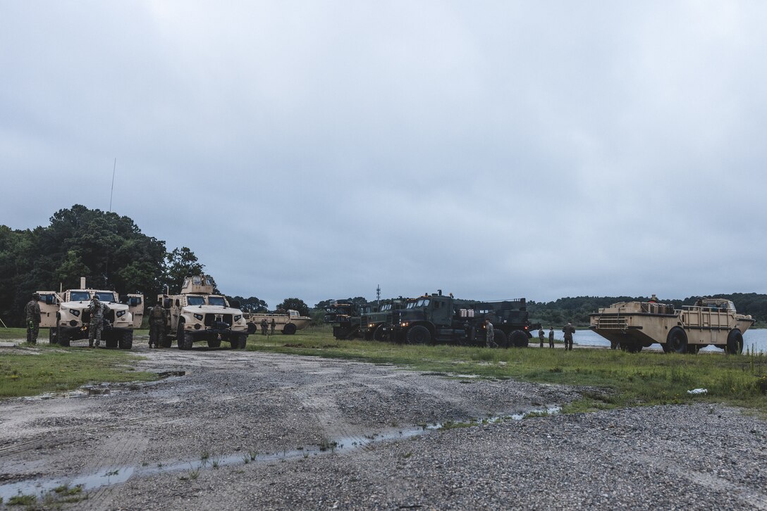 U.S. Marines Embark Tactical Vehicles Aboard Landing Craft Utilities