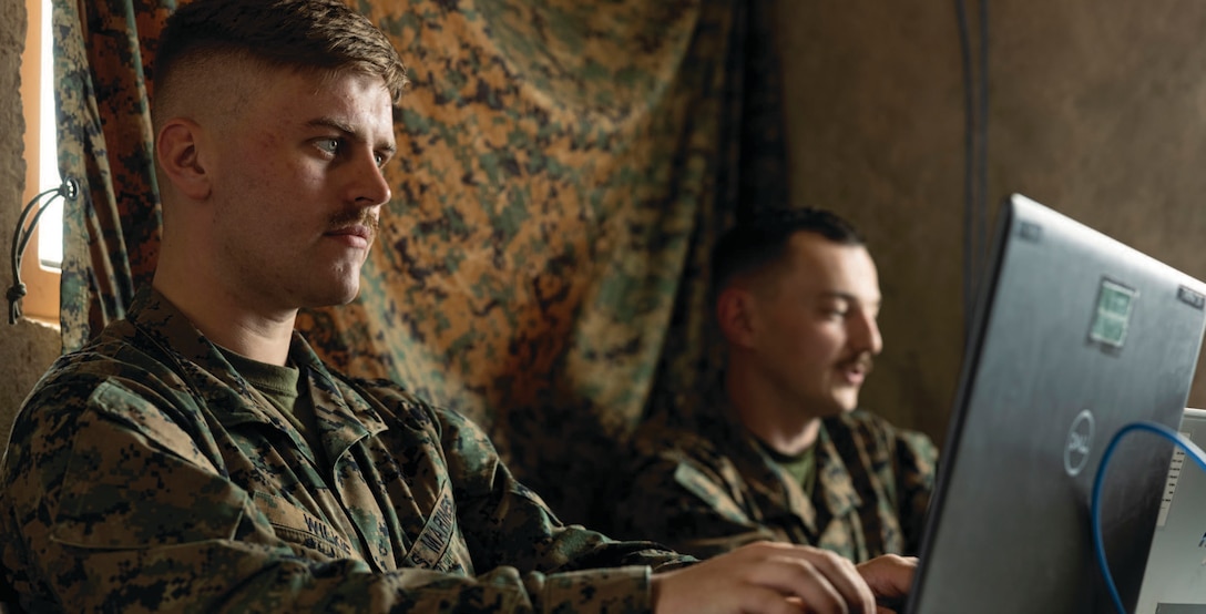 Marine Corps Lance Corporal Jackson Wilkie, defensive cyberspace warfare operator with Delta Company, 3rd Radio Battalion, III Marine
Expeditionary Force Information Group, monitors enterprise network for digital threats, Marine Corps Base Hawaii.