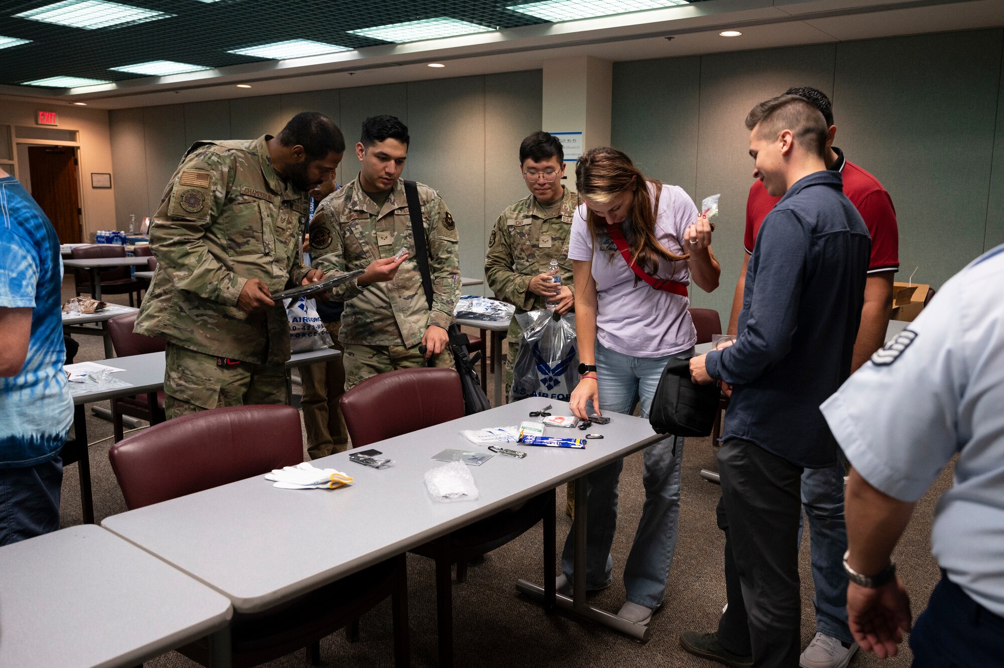 A group participates in an event.