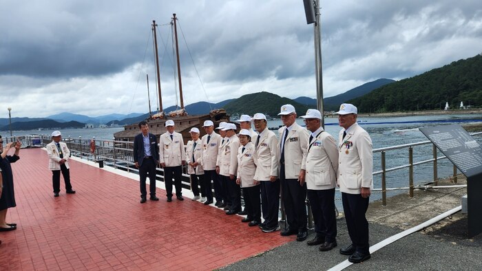 Members of the Jinhae Korean Veterans Association descended upon the Commander, Fleet Activities Chinhae (CFAC) naval base on July 23, 2024, to commemorate this year’s 71st anniversary of the ROK-U.S. alliance.