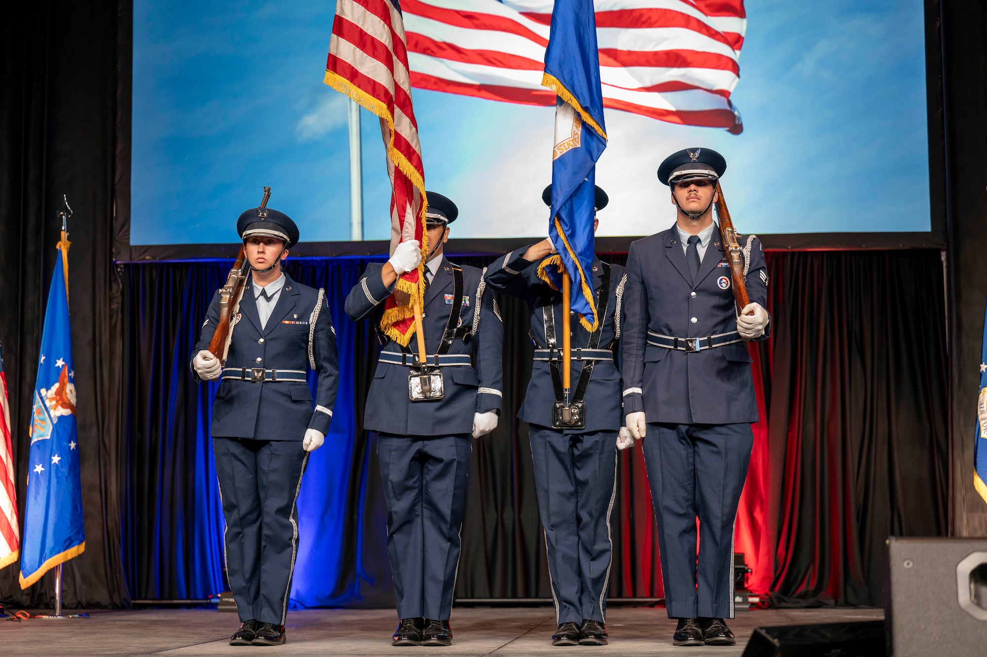 Honor Guard with American and USAF flags.