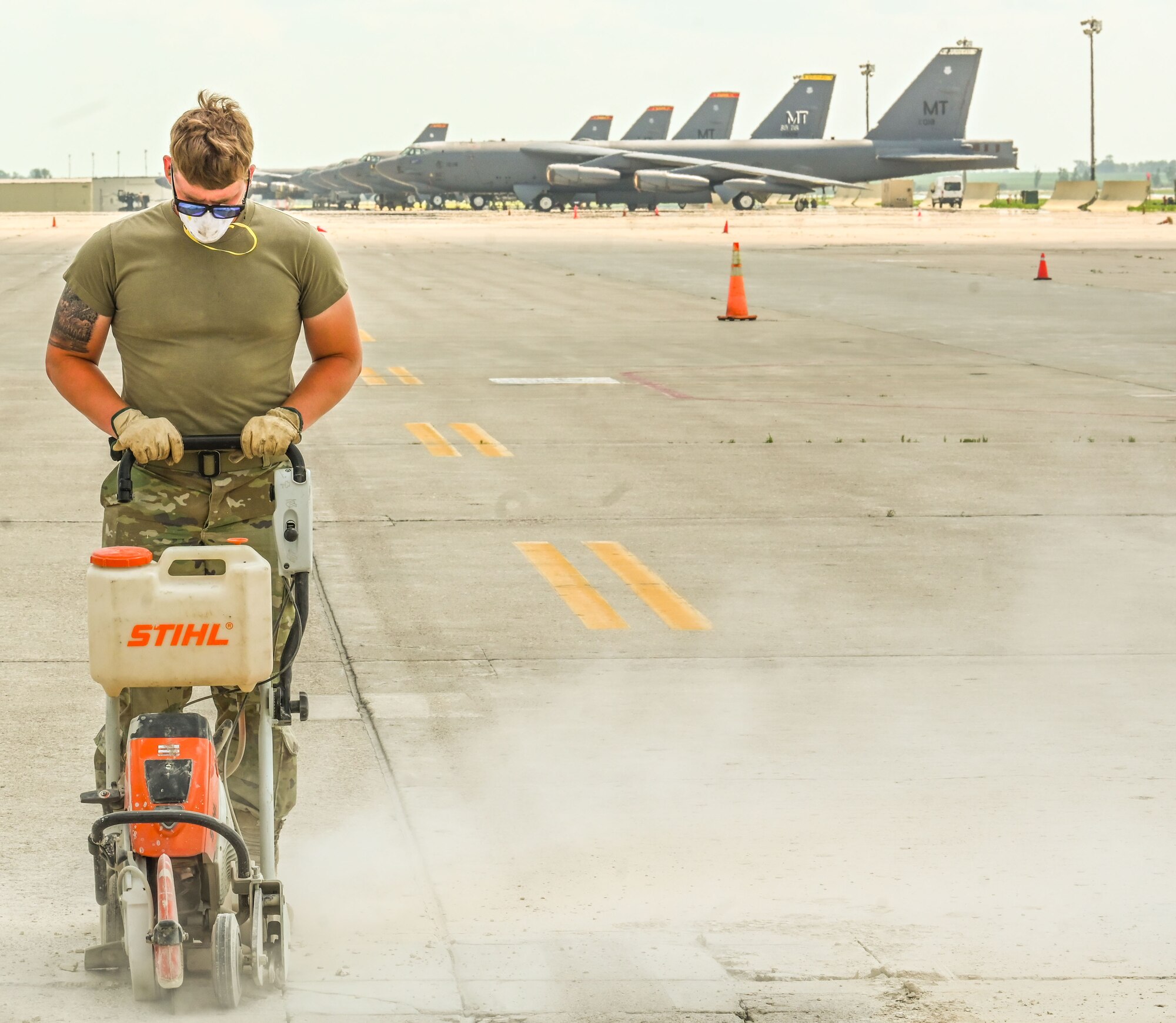 Civil engineers from around the country join forces to repair Minot AFB flightline