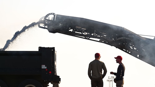 Civil engineers from around the country join forces to repair Minot AFB flightline