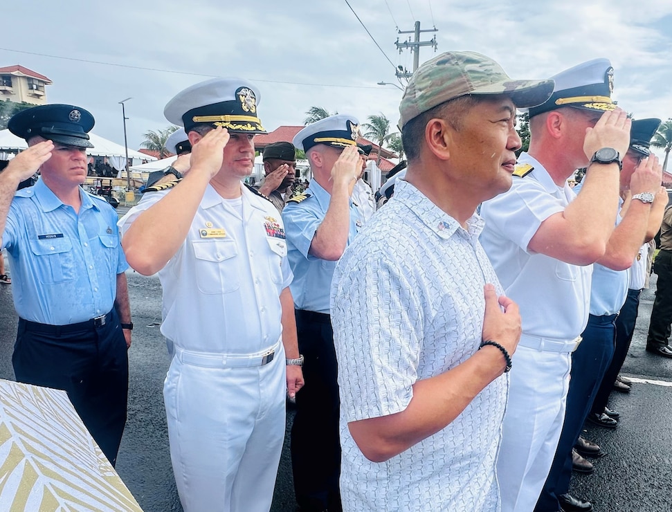 HAGATÑA, Guam (July 21, 2024) - The annual Liberation parade was held on Marine Corps Drive, from Adelup to Chamorro Village July 21. Dozens of marching units and floats were part of the parade including U.S. Naval Base Guam and its tenant commands. Thousands of residents lined Route 1 to watch the parade in celebration of the 80th anniversary of the island’s liberation.