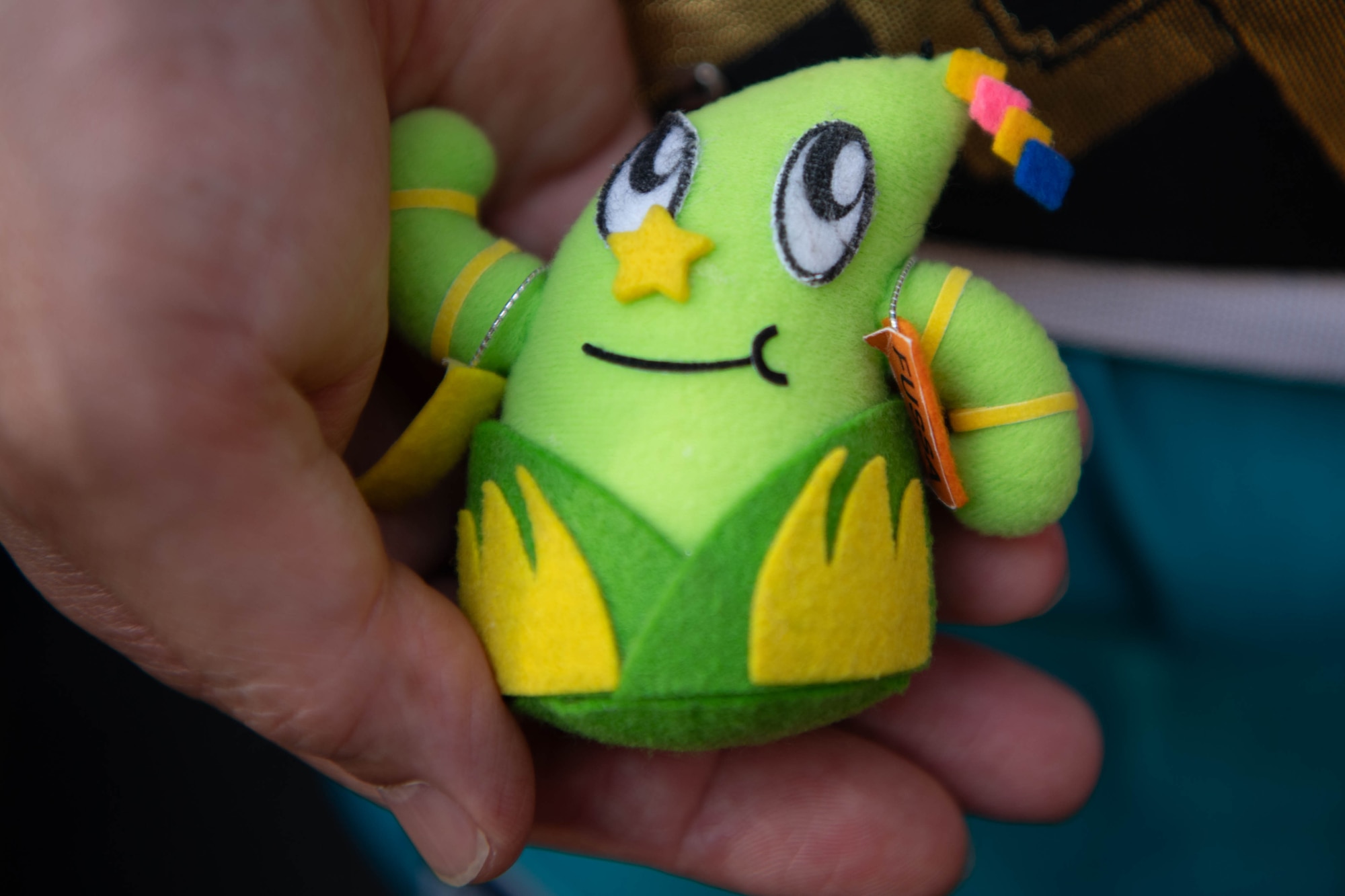 A person holds a plush.
