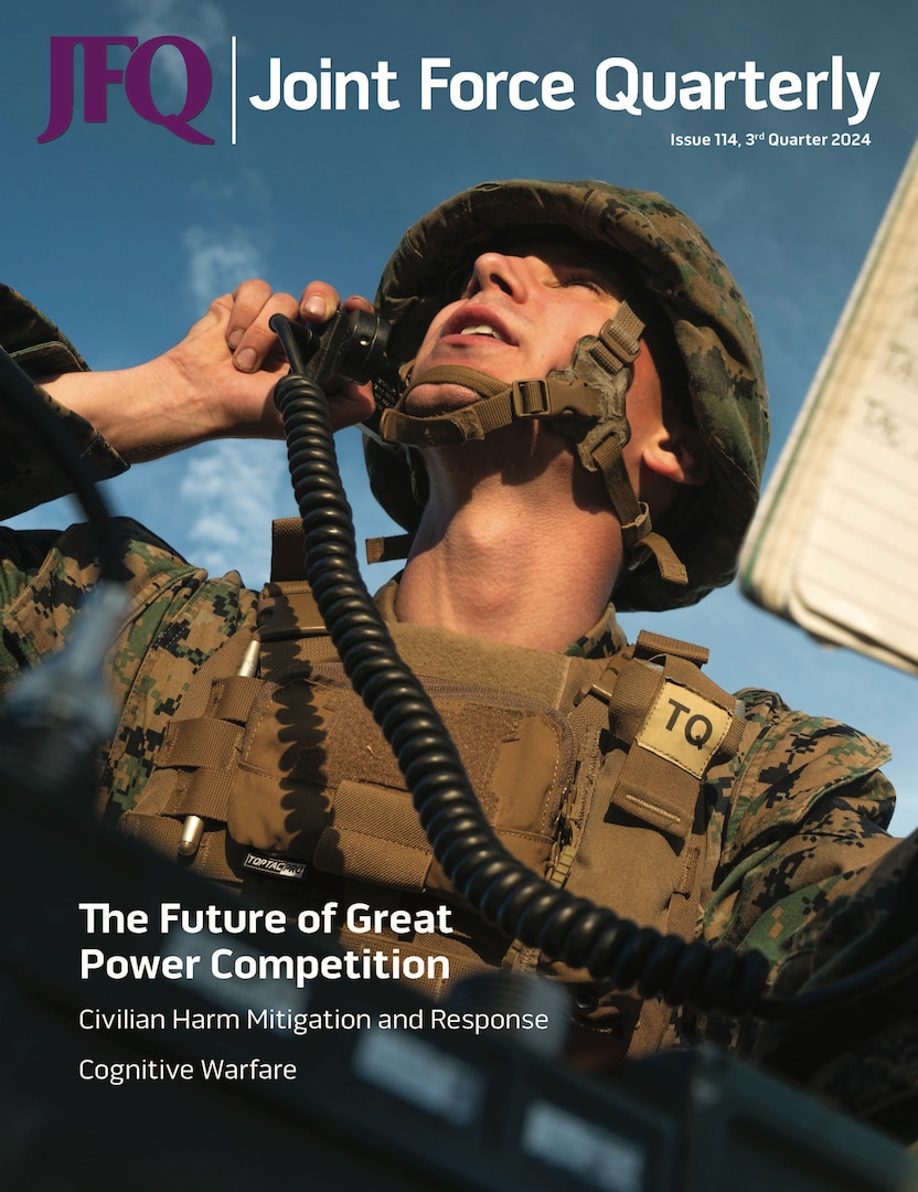 Marine Corporal Thomas Lord, air support operations operator with Marine Air Control Group 48, 4th Marine Aircraft Wing, communicates critical information during Northern Lightning 23, at Fort McCoy, Wisconsin, August 16, 2023 (U.S. Marine Corps)