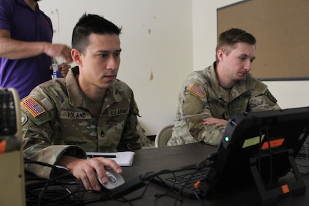 Soldiers learn new techniques in a field environment during Cyber Quest 24, an annual data-centric exercise that provides capability development and acquisition communities a unique, realistic, operationally based environment to improve critical capability needs of Cyber, Electronic Warfare, Intelligence and Signal operational forces.