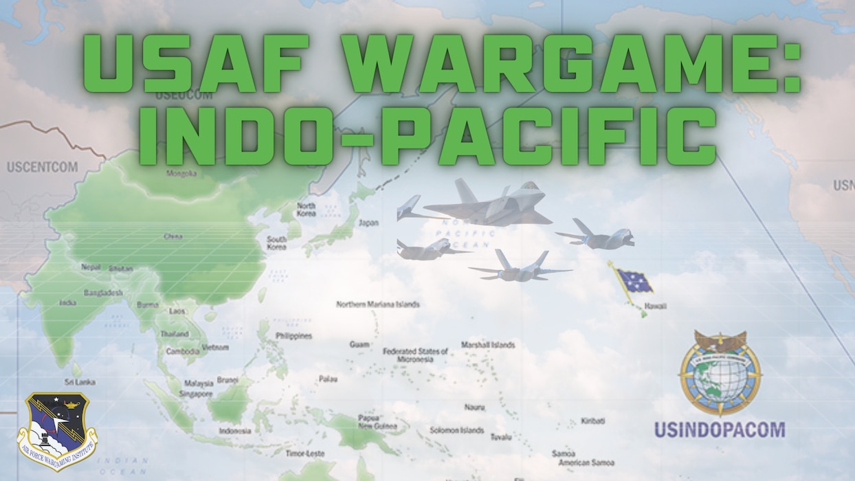 Indo PACOM AOR map with pictures of F-35A aircraft flying