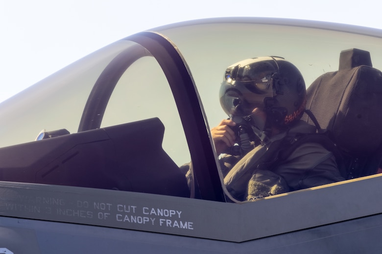 U.S. Marine Corps Capt. Joshua G. Falgoust, an F-35C Lightning II pilot with Marine Fighter Attack Squadron (VMFA) 311, Marine Aircraft Group 11, 3rd Marine Aircraft Wing, conducts pre-flight checks during a live ordnance training event at the Marine Corps Air Station Miramar combat aircraft loading area, California, July 25, 2024. This was the first time VMFA-311 conducted live ordnance operations independently and a milestone for the squadron, which declared initial operational capability on July 31, 2024. Achieving initial operational capability means that VMFA-311 has the operational F-35C aircraft, trained pilots, maintainers, and support equipment to self-sustain its mission essential tasks. (U.S. Marine Corps photo by Lance Cpl. Jennifer Sanchez)